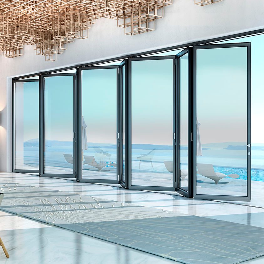 Custom folding door manufactured by Guangzhou Lingyin Building Materials